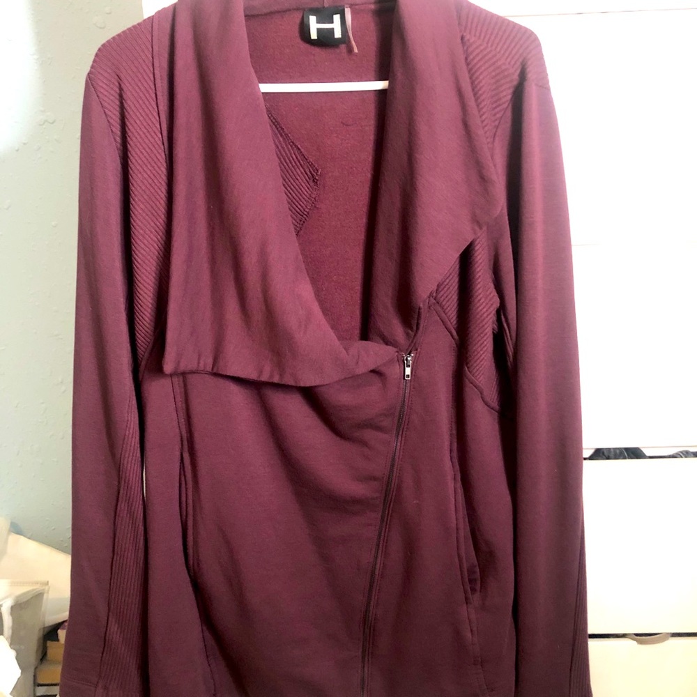 COPY - Asymmetric zip up - maroon and navy availa…